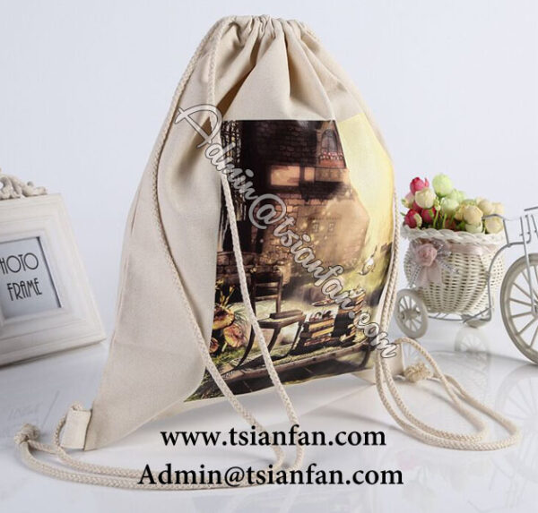 Cotton Linen Cloth Drawstring Bag For Shopping PG620