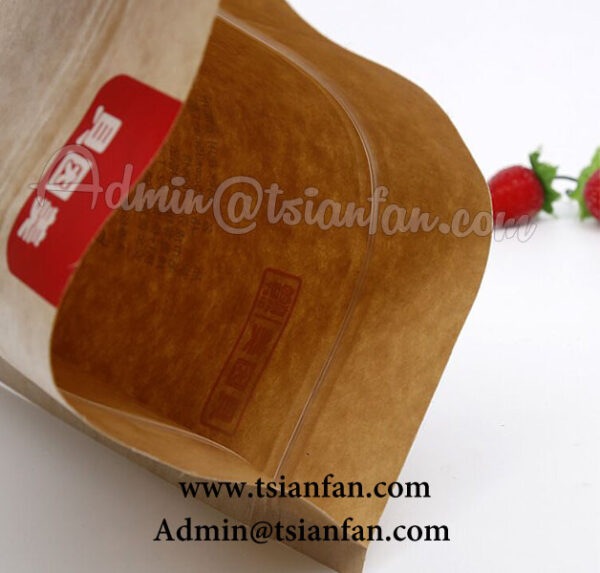 Food Grade Stand Up Kraft Paper Bag With Zipper PG611