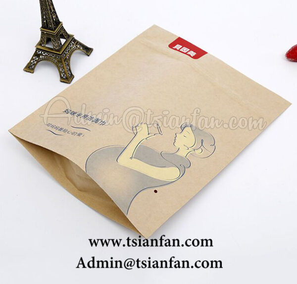 Food Grade Stand Up Kraft Paper Bag With Zipper PG611