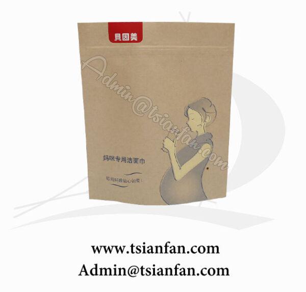 Food Grade Stand Up Kraft Paper Bag With Zipper PG611