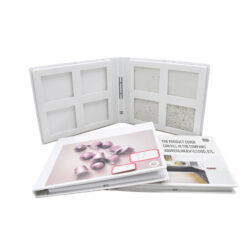 High Quality page turn Customize Ceramic Tiles Sample Plastic Book Quartz Display 8 Capacity